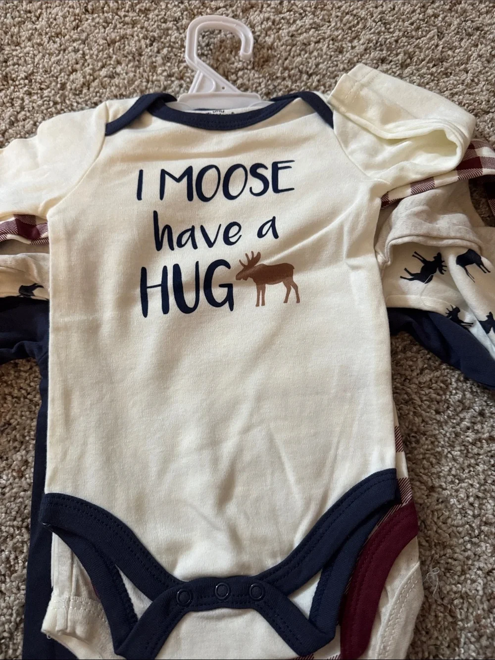 Navy Moose & Tree Fair Isle Baby Onesie bundle